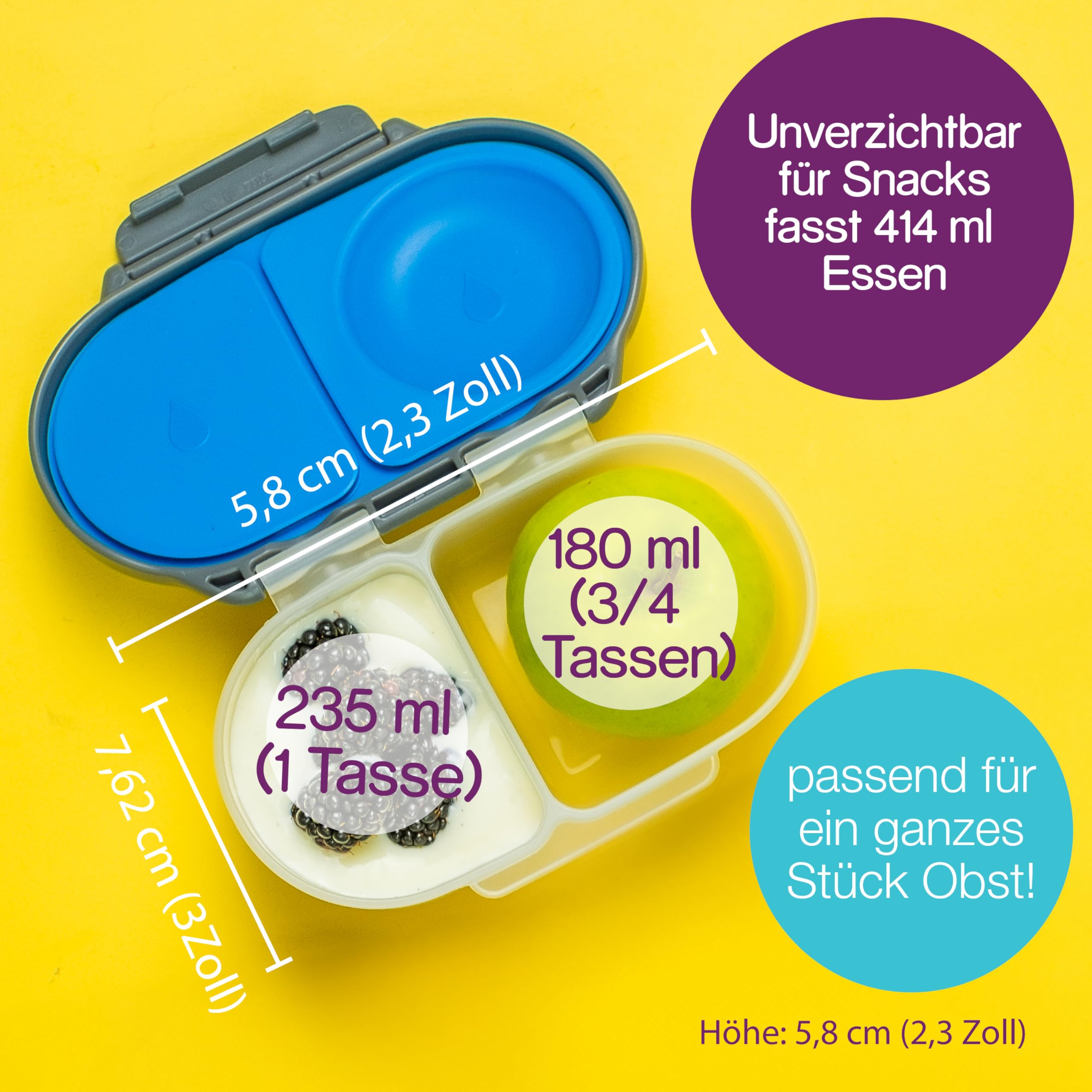 b.box Mini Lunchbox Brotdose Blauer Schiefer auslaufsicher