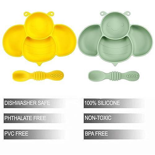PandaEar Feeding Set Bienenteller 2er Silikon mit Löffel