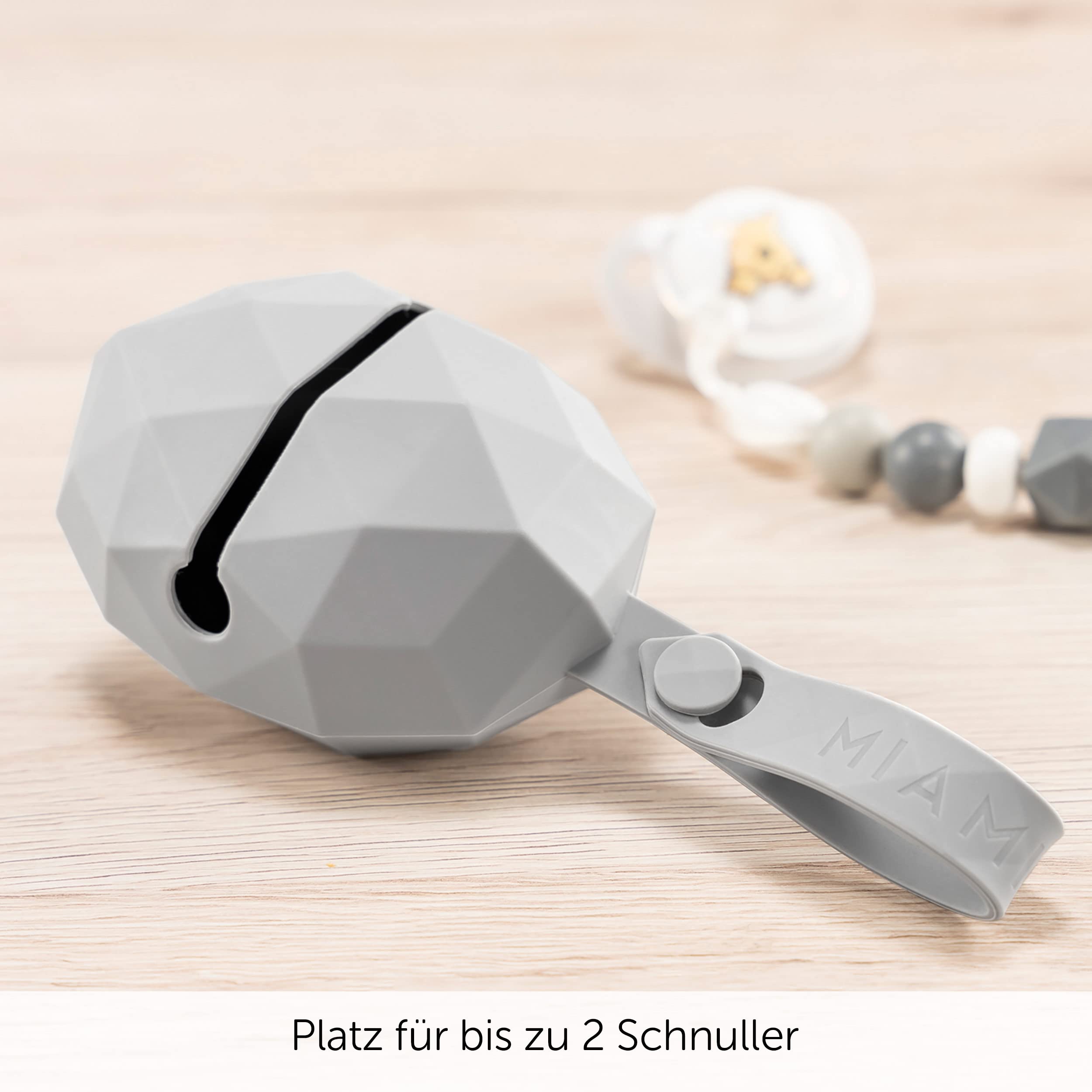 MiaMia Schnullerbox Set Silikon Grau 2er BPA-frei