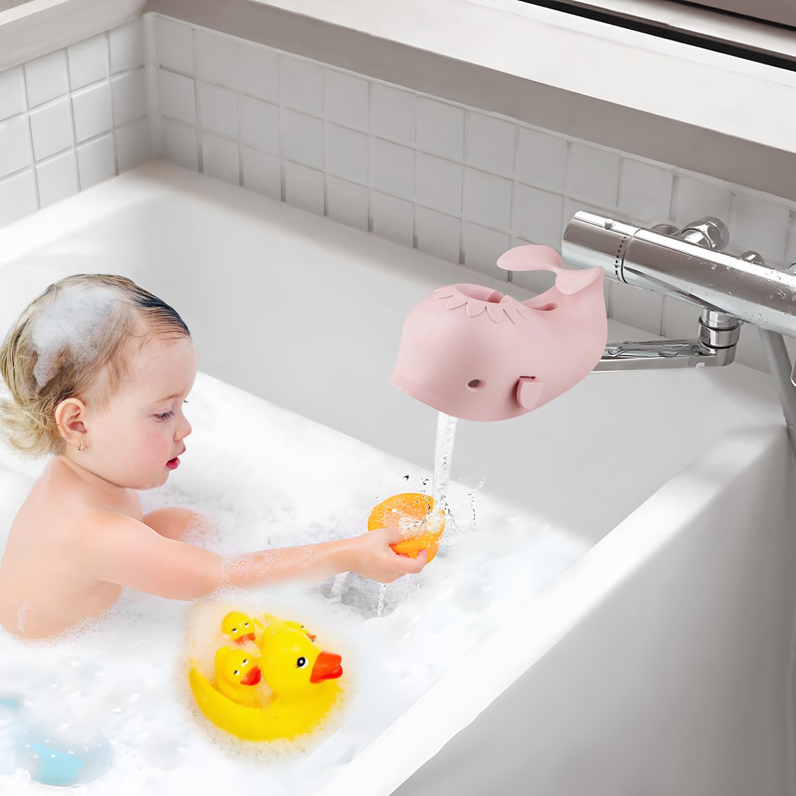 PandaEar Bathroom Wasserhahnschutz Baby Silikon Pink Wal