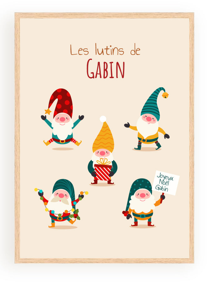 Les Petits Citrons La Papeterie Lutins Poster Bonnet Sapin A4 Rahmen