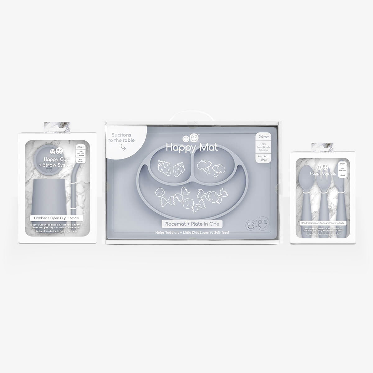 ezpz Happy Feeding Set Silikongeschirr Blush 4-teilig