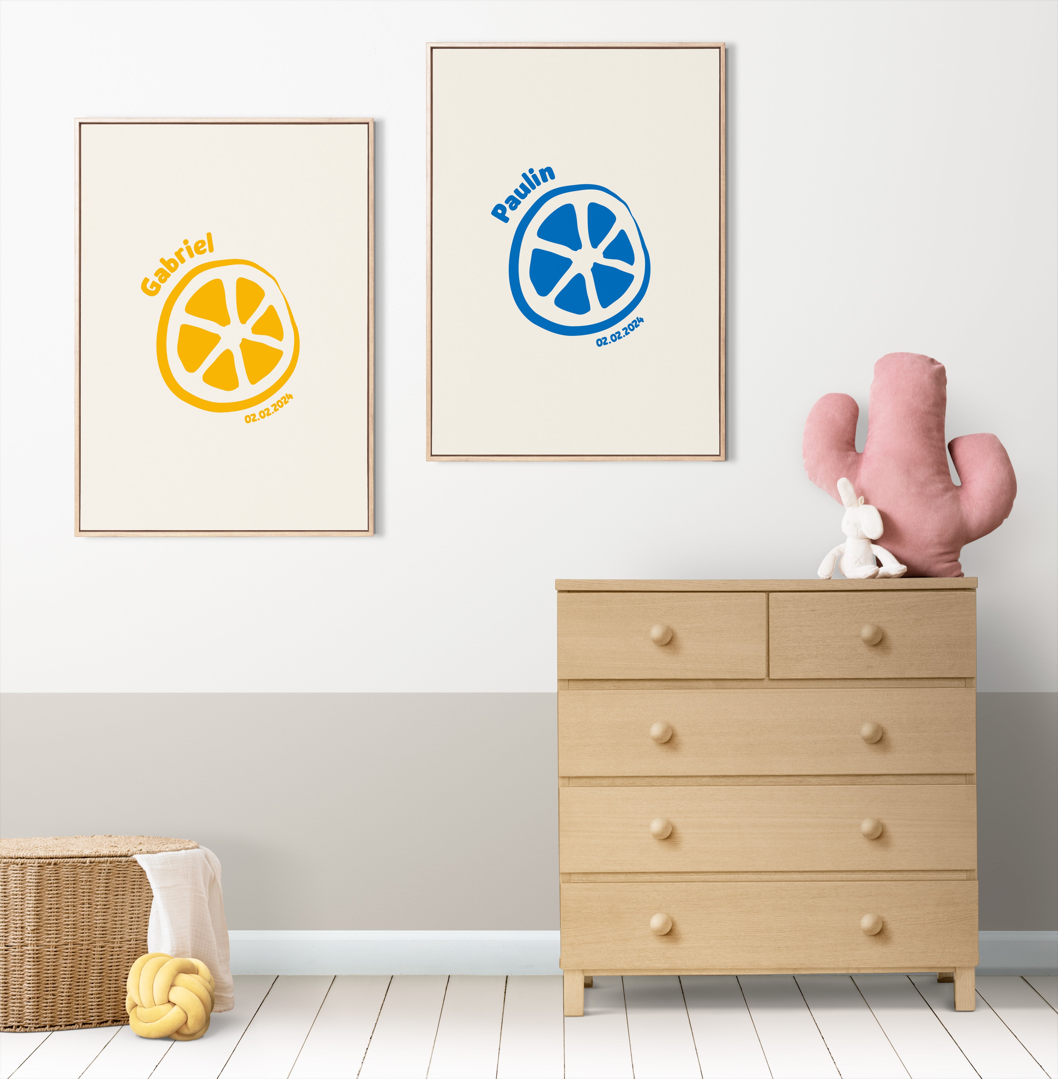Les Petits Citrons La Papeterie Minimaliste Citron Poster mit Namen