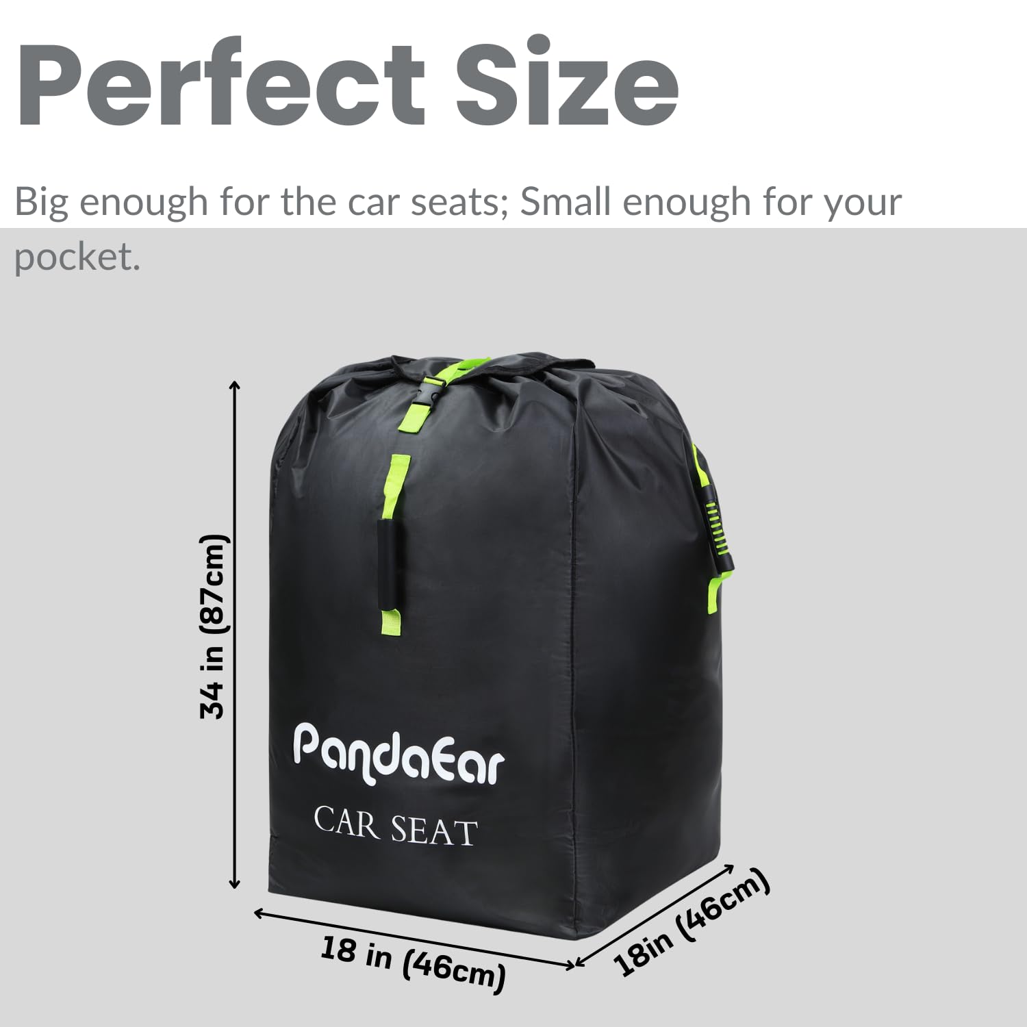 PandaEar Autositz Reisetasche Schwarz Universal 46x46x86