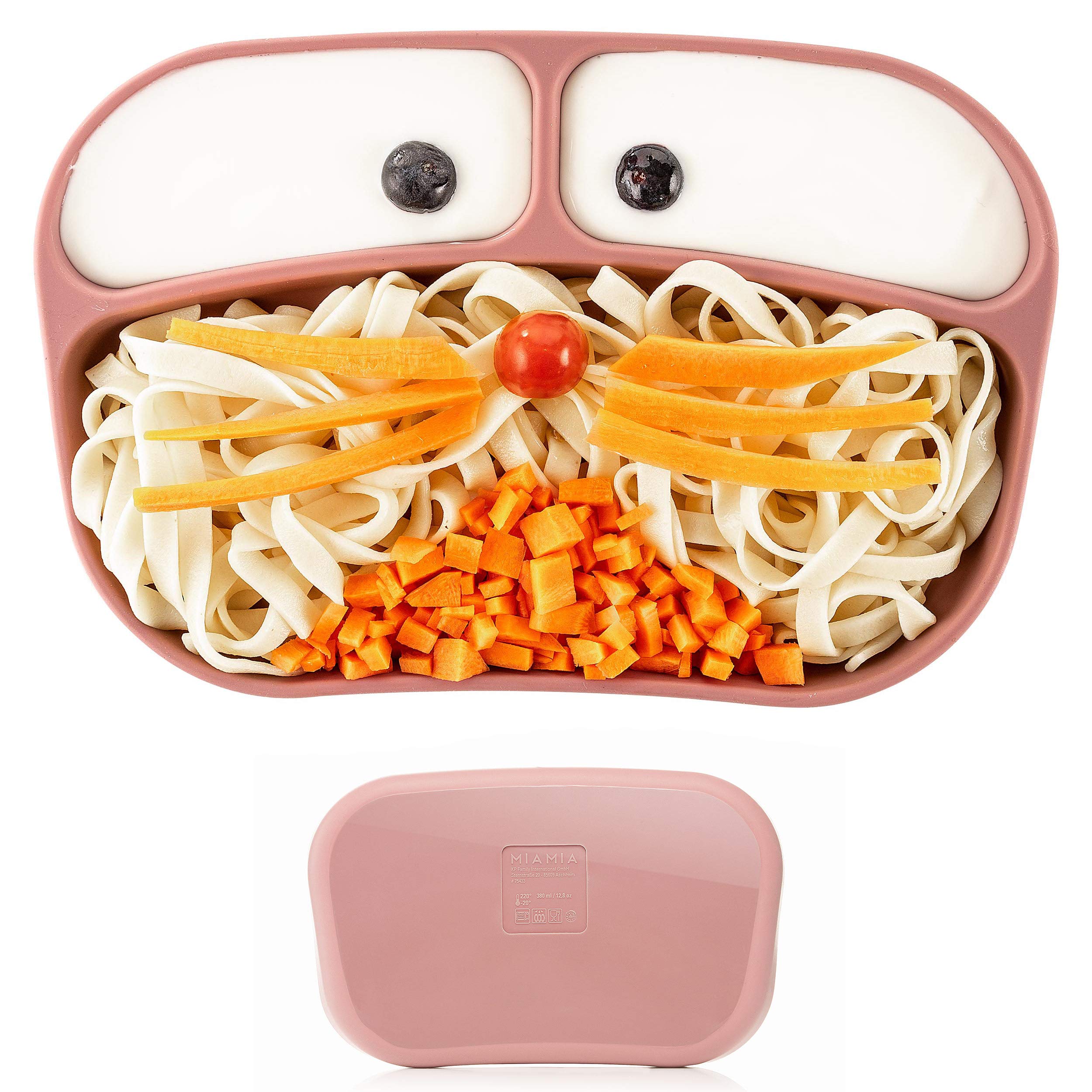 MiaMia Kindergeschirr Teller 3 Fächer Rose Silikon