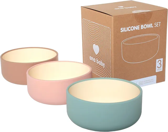 ana baby Weaning Silikonschüsseln Pastell 3er Set BPA-frei