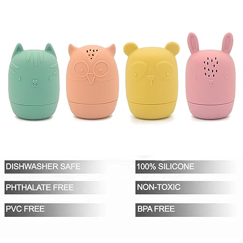PandaEar Badespielzeug Silikon Tiere 4er Pack saugfest
