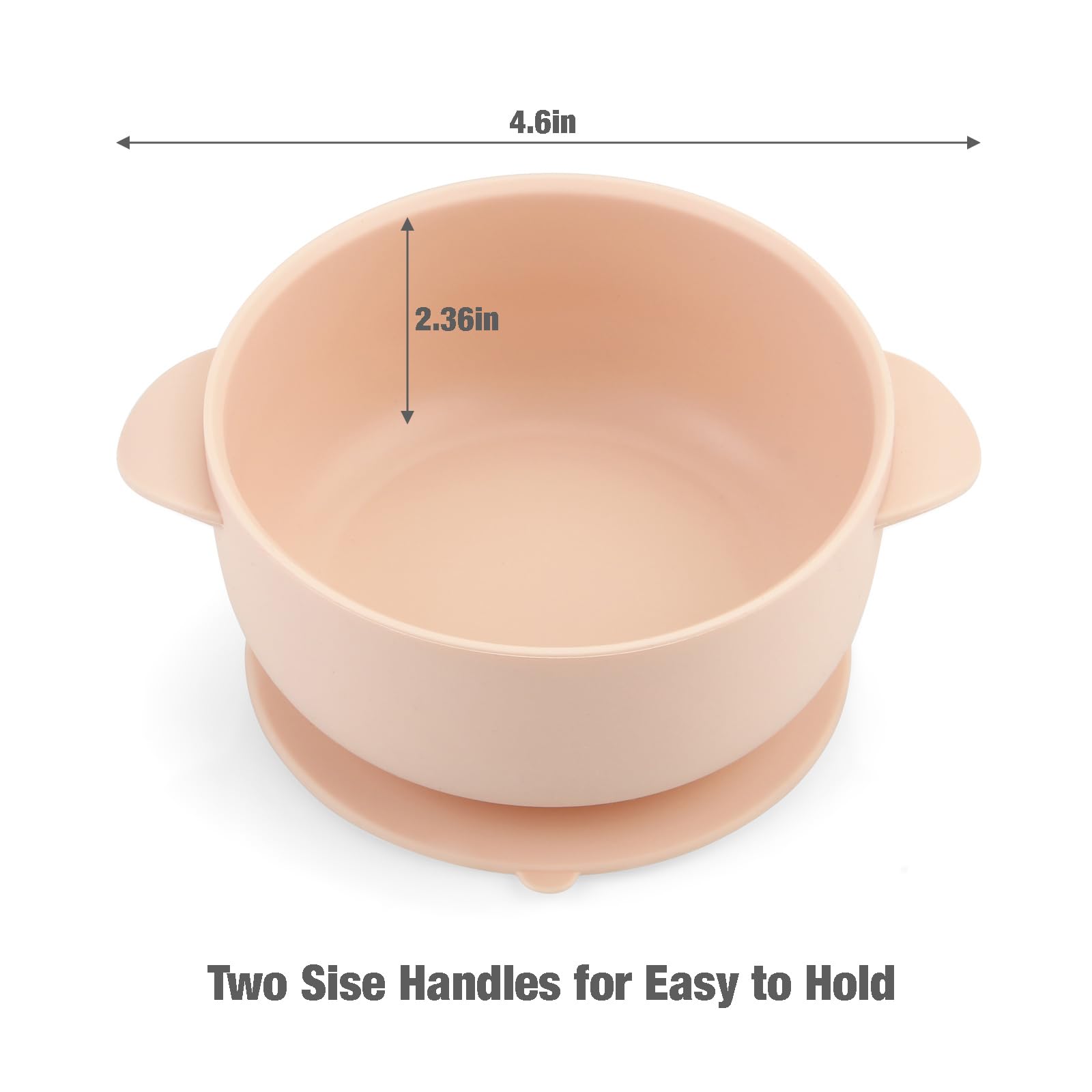 PandaEar Feeding Set Baby 6tlg Silikon Rosa-Grau Saugnapf
