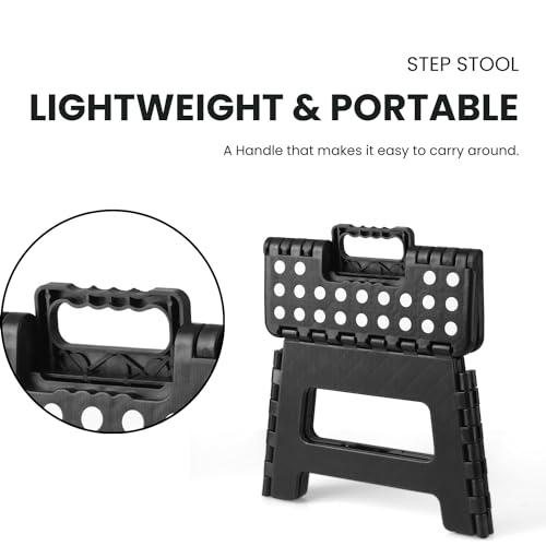 PandaEar Tritthocker Klapphocker Schwarz 19cm Rutschfest 136kg