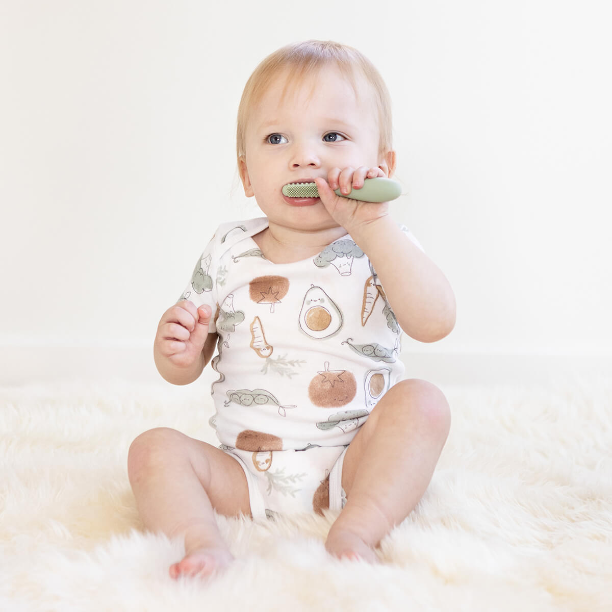 ezpz Baby-Led Zahnbürste Silikon 8er Salbei Grün