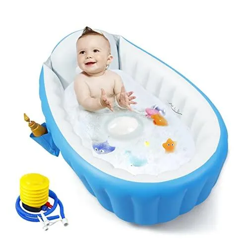 PandaEar aufblasbare Babybadewanne Blau mit Pumpe