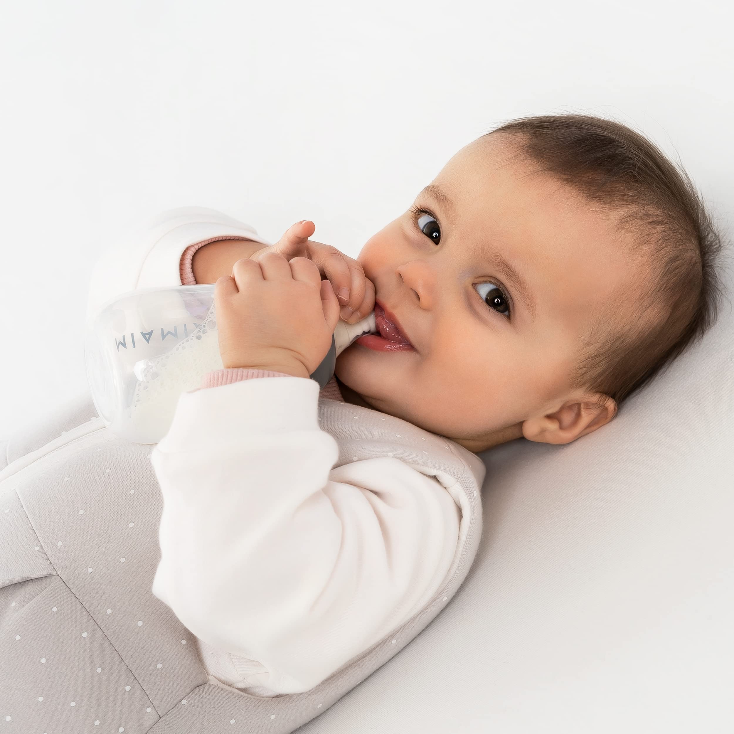 MiaMia Flaschen Sauger Babyflasche 3x140ml Grau Anti-Kolik