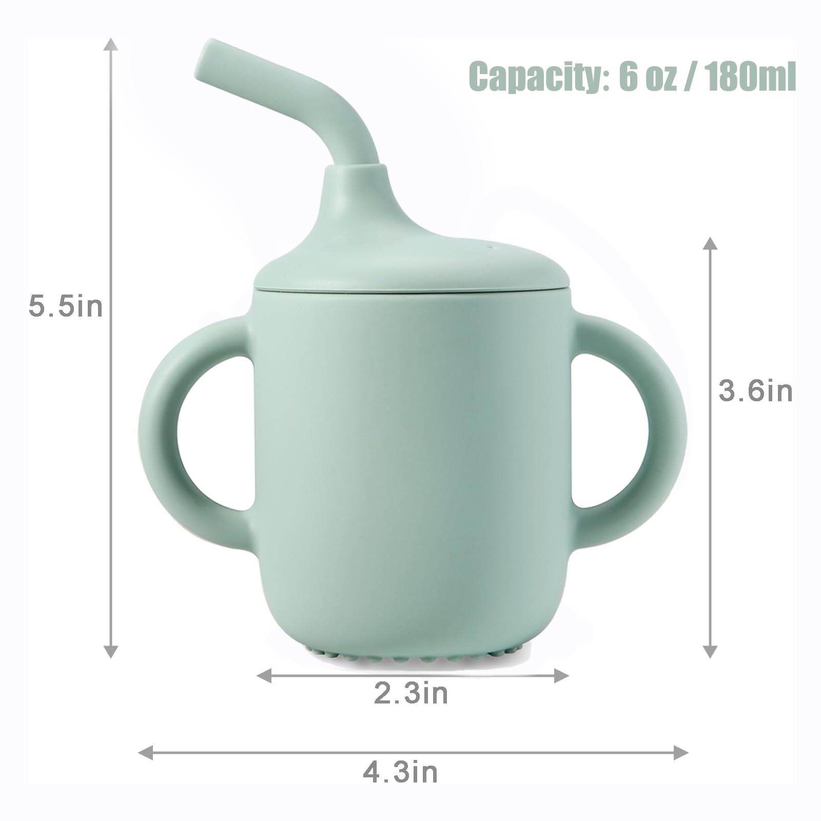 PandaEar Cup Trinklernbecher Silikon mit Strohhalm