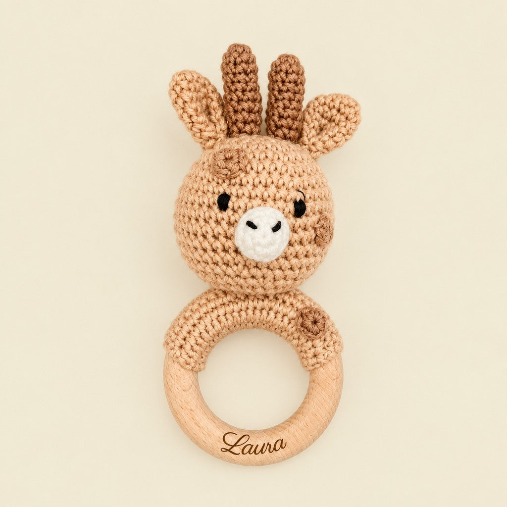 Les Petits Citrons Le Jeu Hochet Baby Elefant blau personalisiert