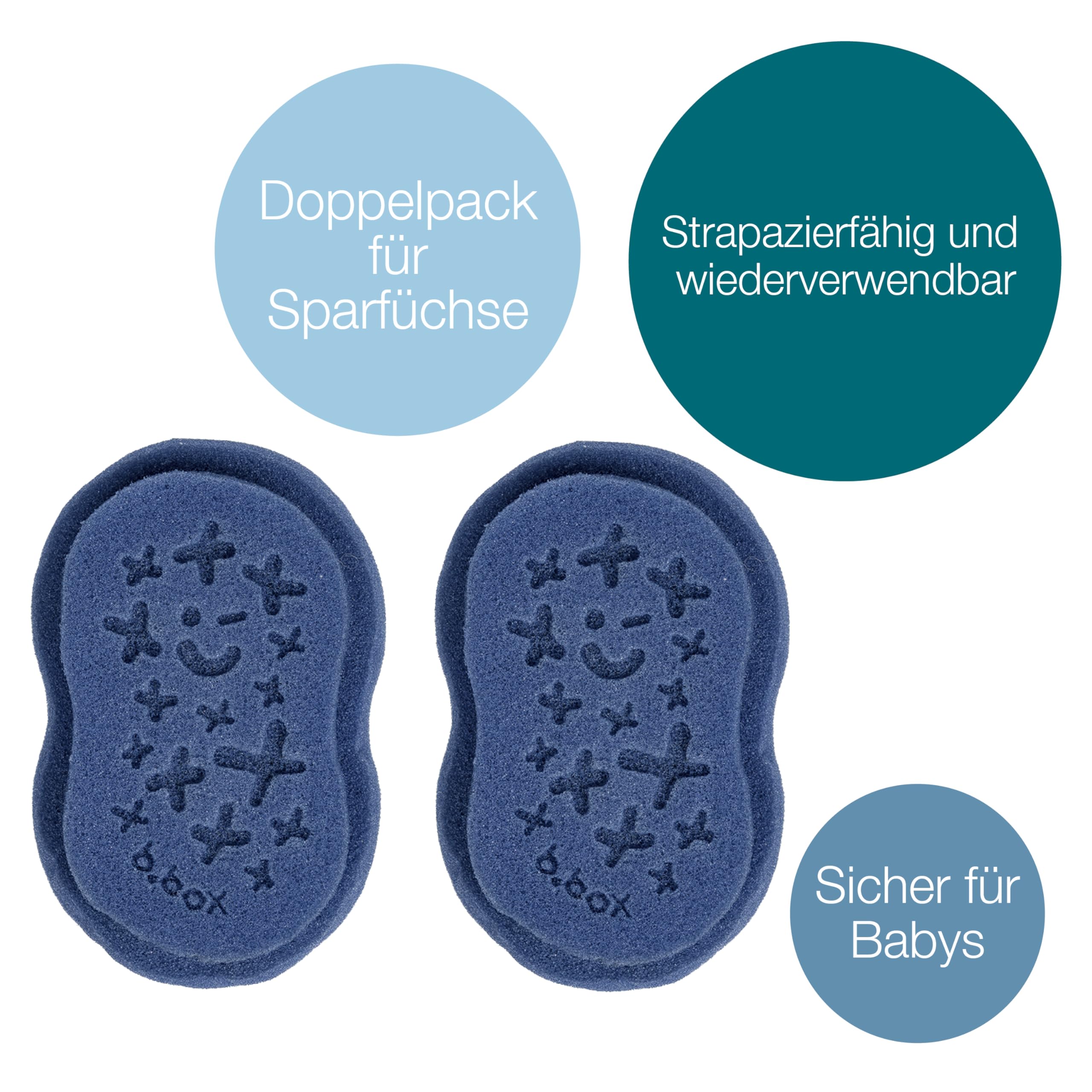 b.box Ersatz Baby Schwamm 2er-Pack für Silikon Badebürste