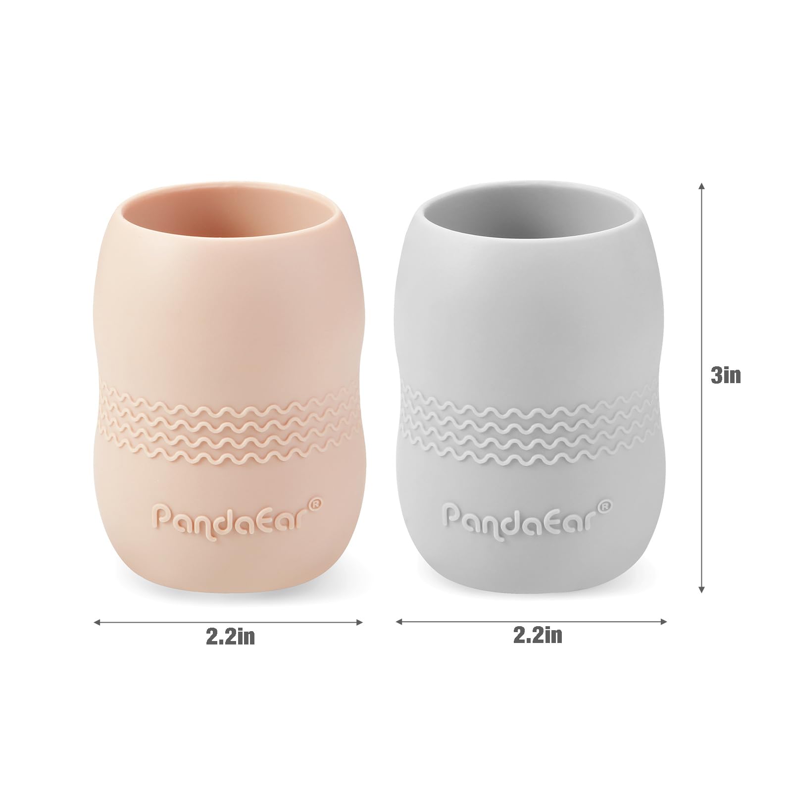 PandaEar Feeding Set Baby 6tlg Silikon Rosa-Grau Saugnapf
