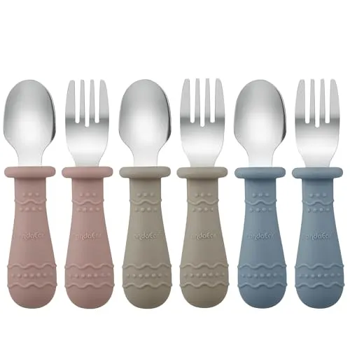 PandaEar Utensils Gabel Löffel Kinderbesteck 6tlg Bunt Edelstahl