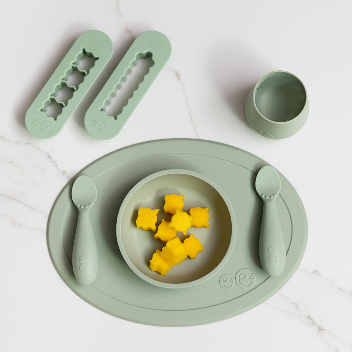 ezpz First Foods Set + BLW Cutters Bundle Sage