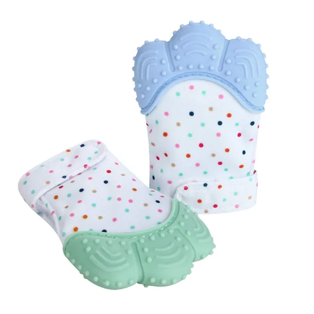 PandaEar Teethers Beißhandschuh Silikon 2er-Pack Blau & Grün