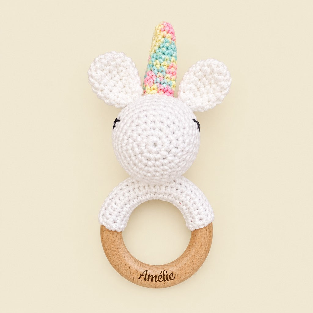 Les Petits Citrons Le Jeu Hochet Baby Elefant blau personalisiert