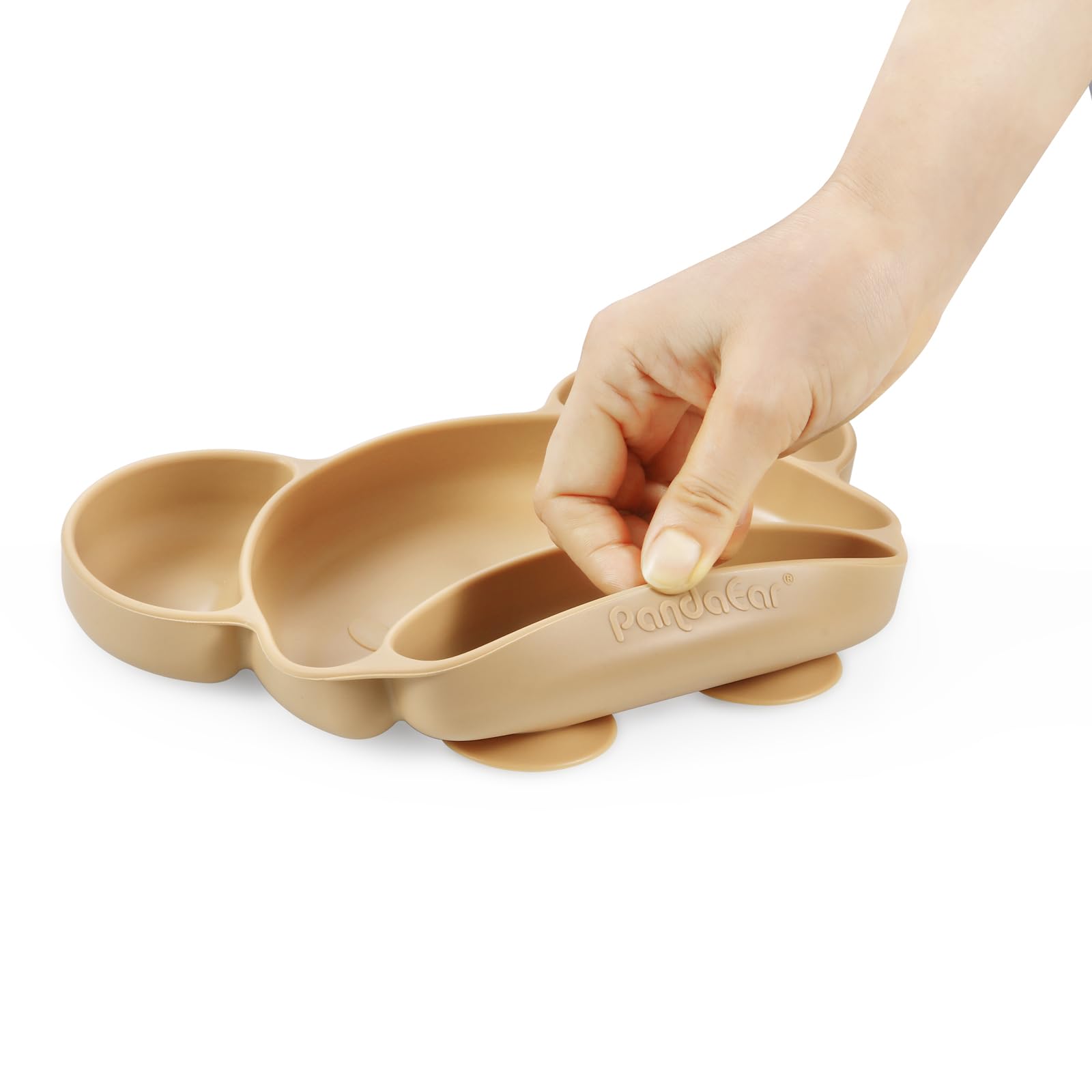 PandaEar Feeding Set Bärteller Silikon Braun saugfest