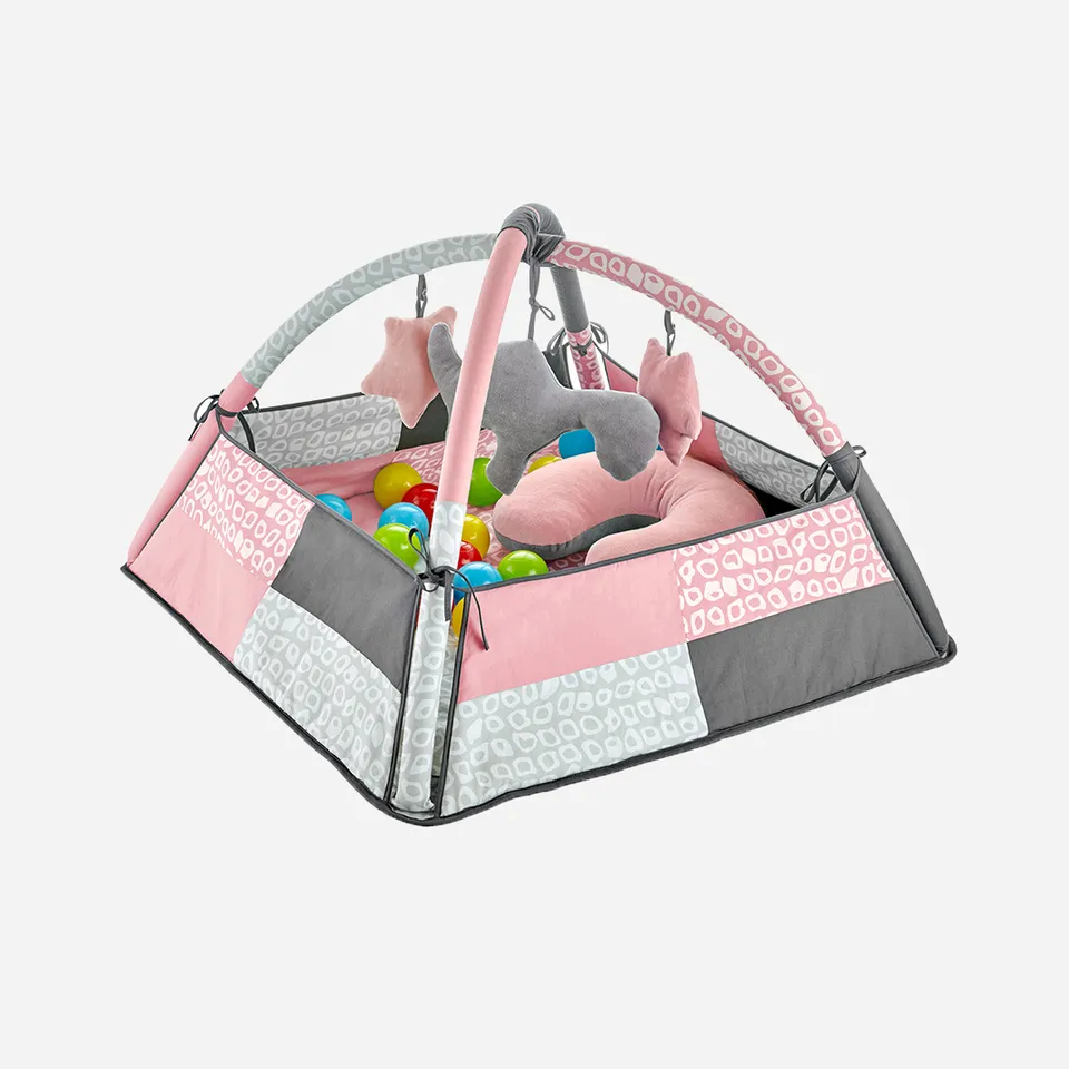 BabyJem Oyuncak Spielteppich 140 cm Baumwolle altrosa 2in1 Sack