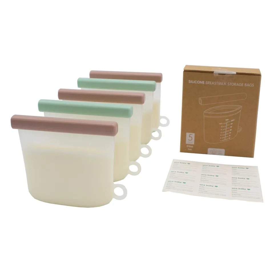 ana baby Breastfeeding Muttermilchbeutel Silikon 5x210 ml