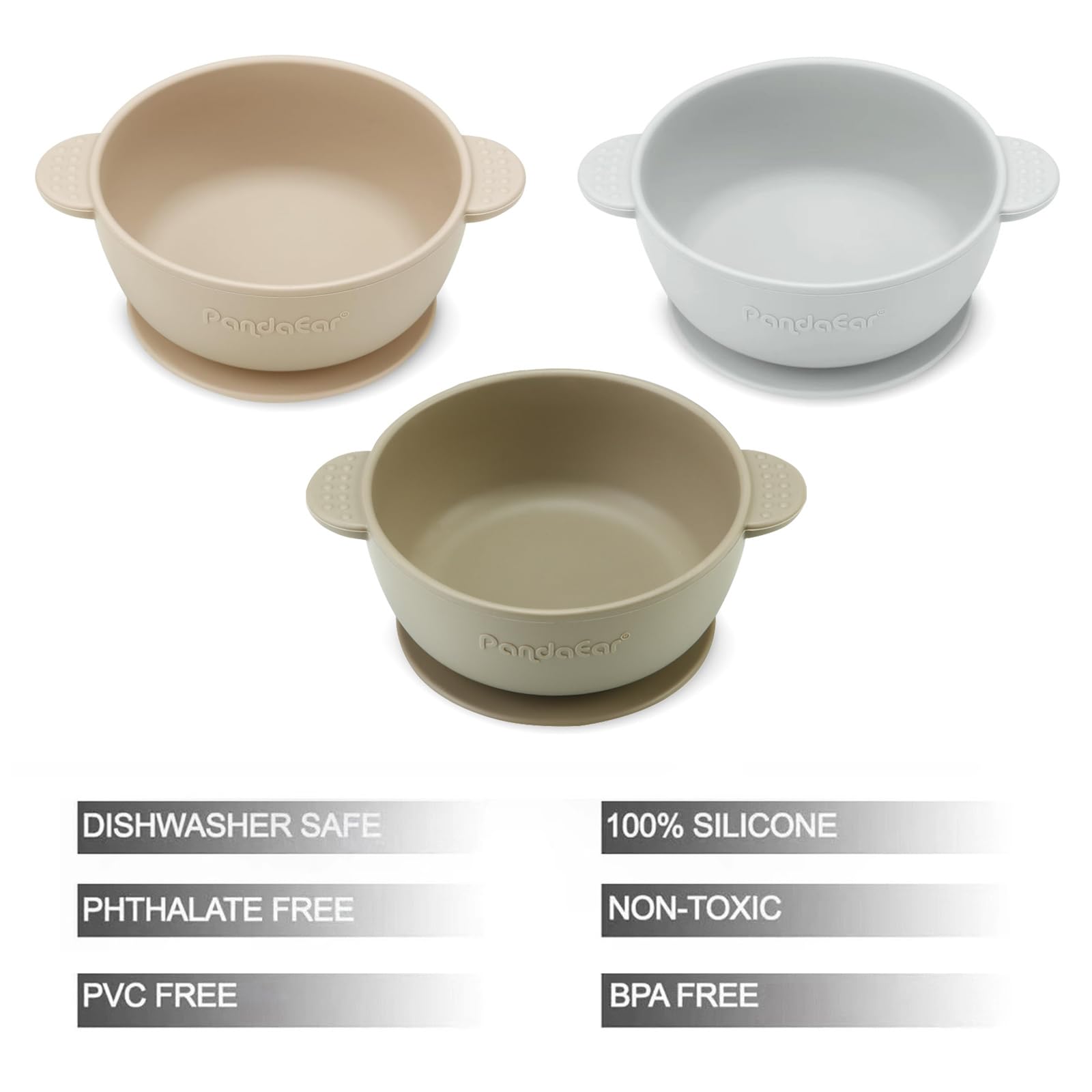 PandaEar Bowl Silikon Saugschale 3er-Pack saugfest