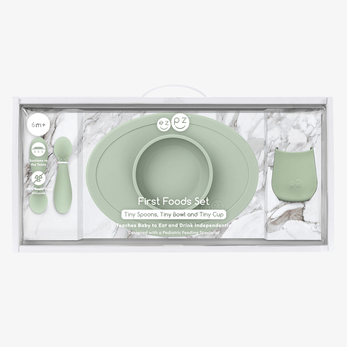 ezpz Basics First Foods Set Babygeschirr Silikon Pewter 5er