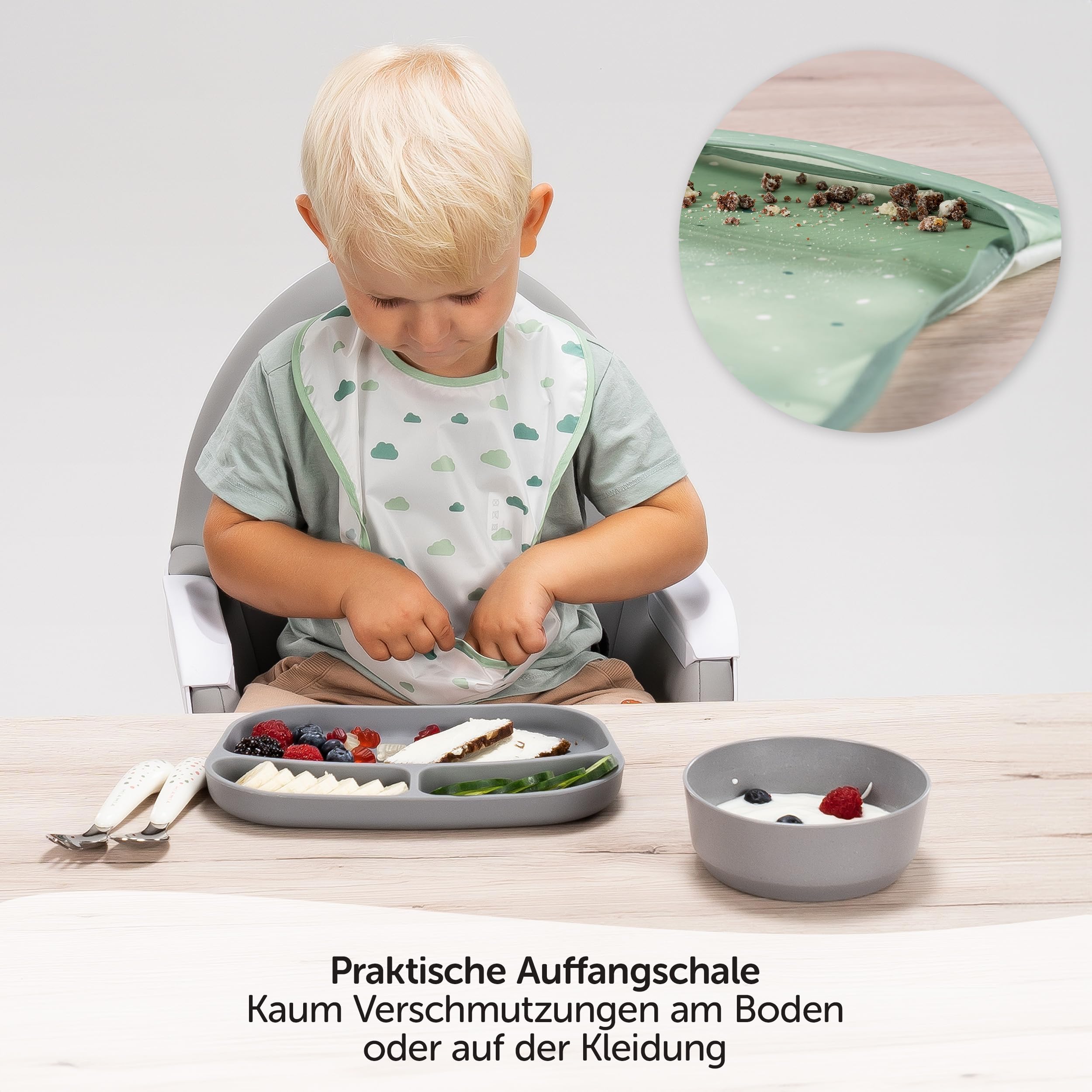 MiaMia Lätzchen 5er Set ärmellos Grün Esslernen