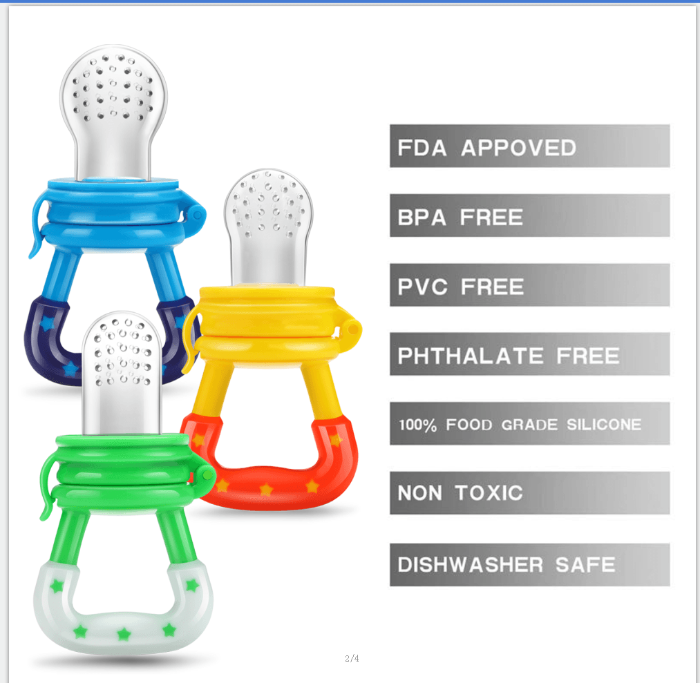 PandaEar Pacifiers Fruchtsauger Silikon 3er-Pack mit Clip BPA-frei