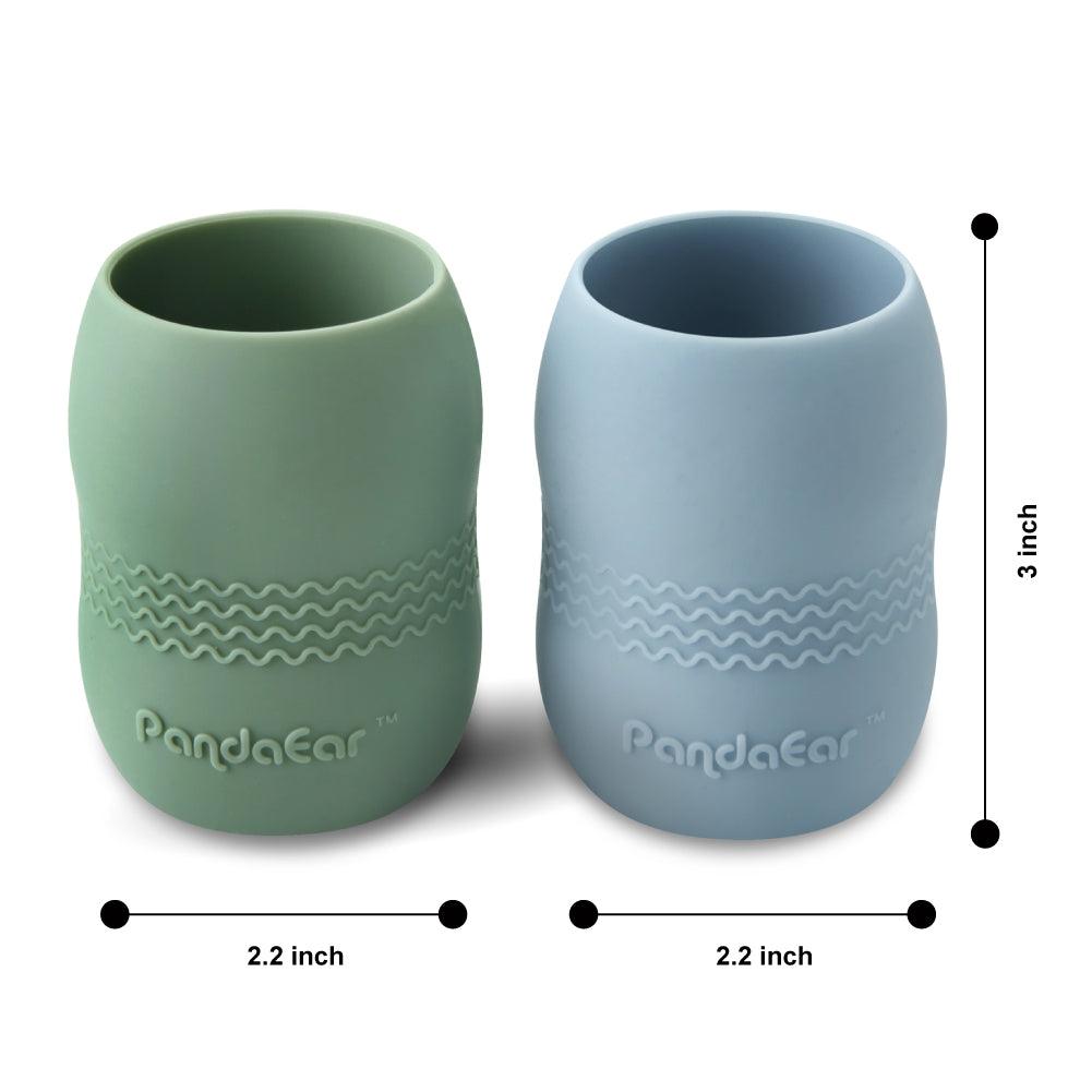 PandaEar Cup Trinkbecher Silikon Blau/Grün 2er-Pack saugfest
