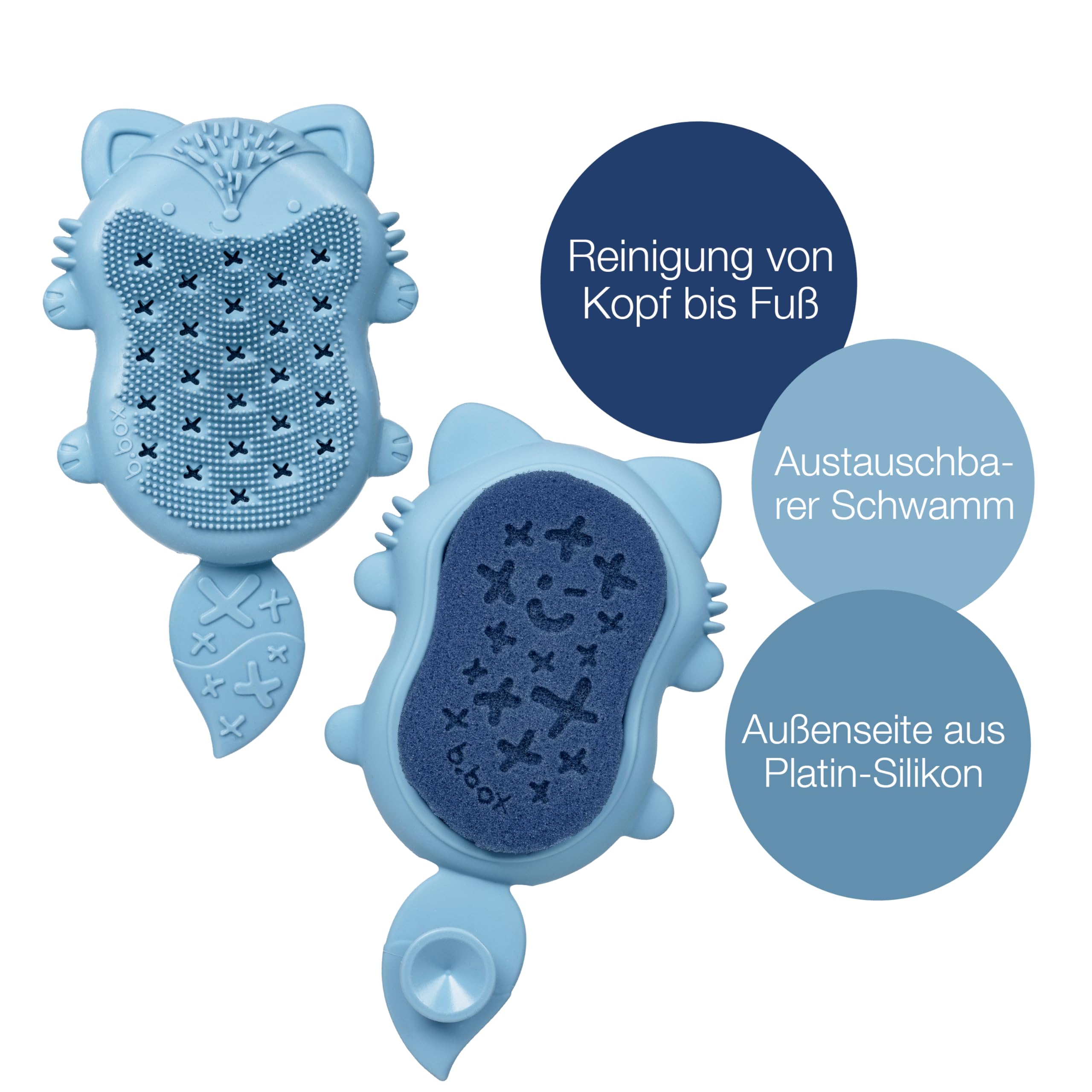 b.box Baby Badebürste Silikon mit Schwamm und Saugnapf