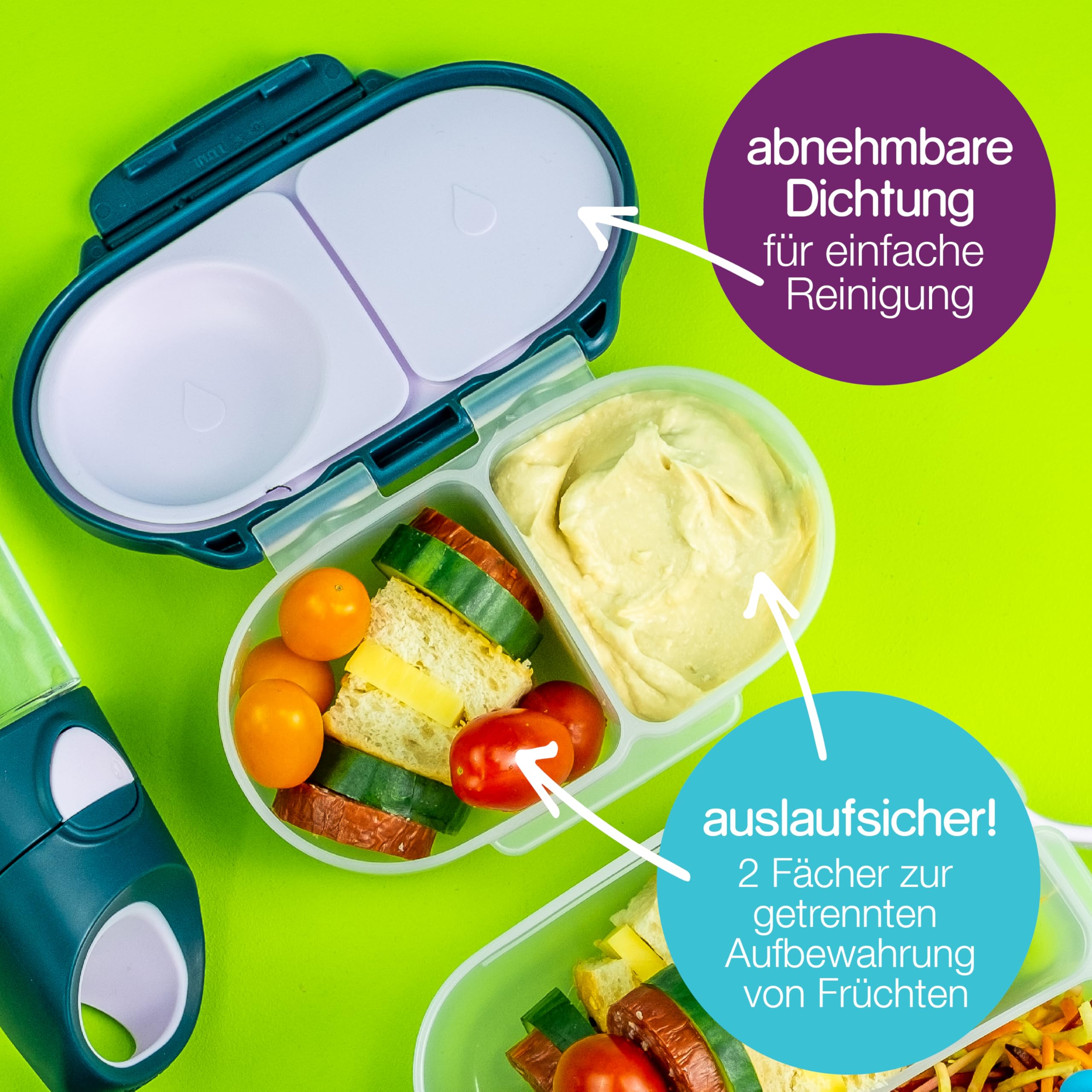 b.box Mini Lunchbox Brotdose Blauer Schiefer auslaufsicher