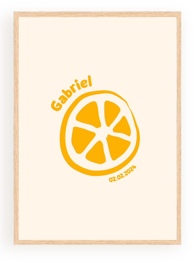 Les Petits Citrons La Papeterie Minimaliste Citron Poster mit Namen