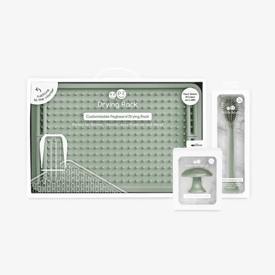 ezpz Cleaning Bundle Reinigungsset Salbei 3-teilig Silikon