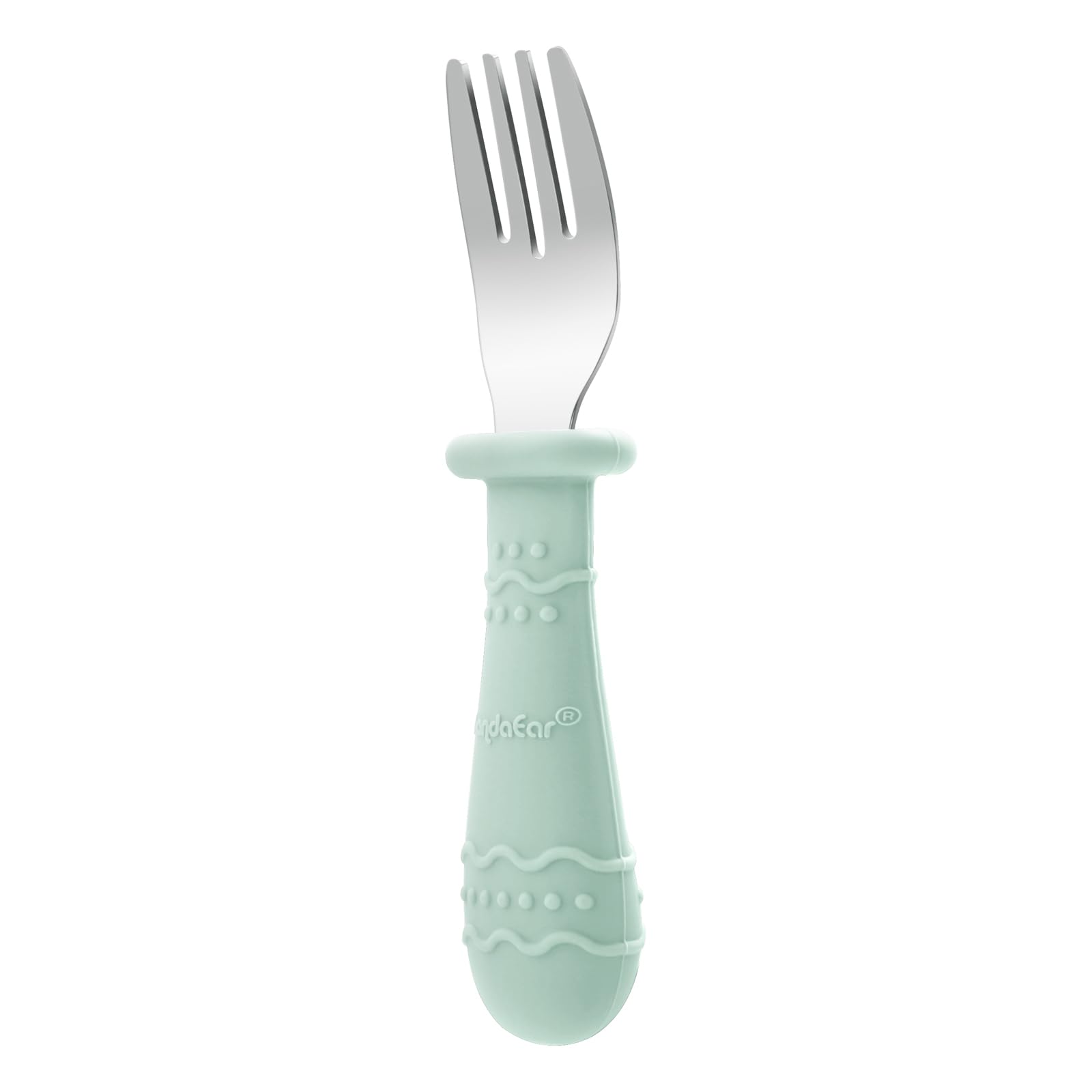 PandaEar Feeding Set Silikon Blau Weiß Teller Besteck