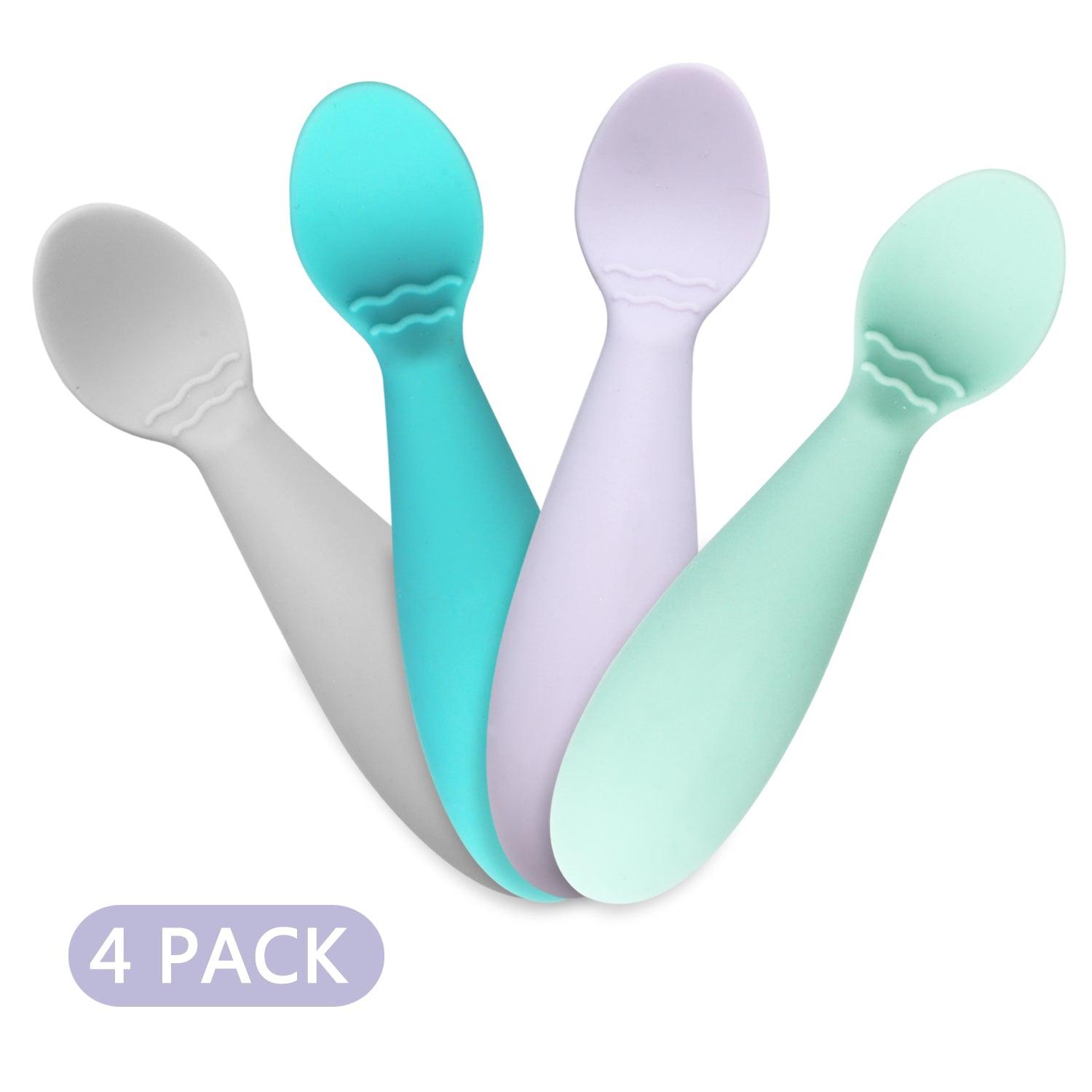 PandaEar Utensils Babylöffel 4er Silikon mit Stopper