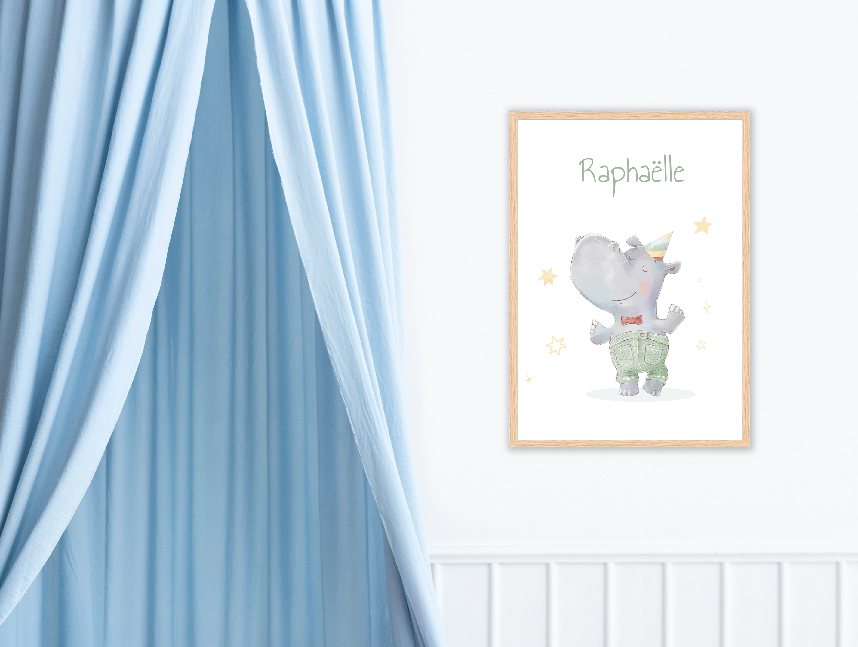Les Petits Citrons La Papeterie Animaux Poster Hase mit Namen A4 Rahmen