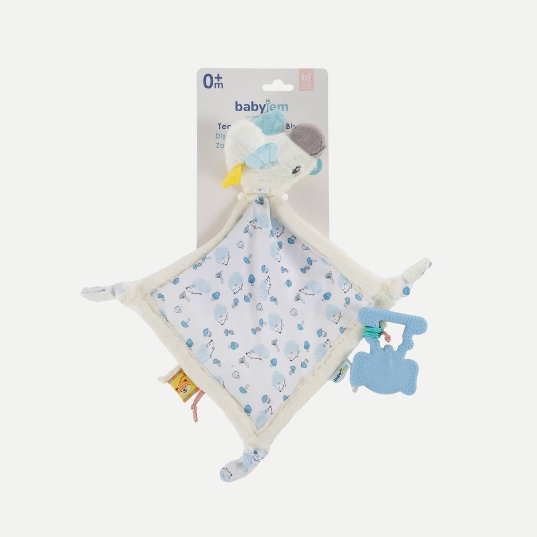 BabyJem Oyuncak Birdy Schmusetuch mit Beißring Silikon Plüsch ab 0 Monat
