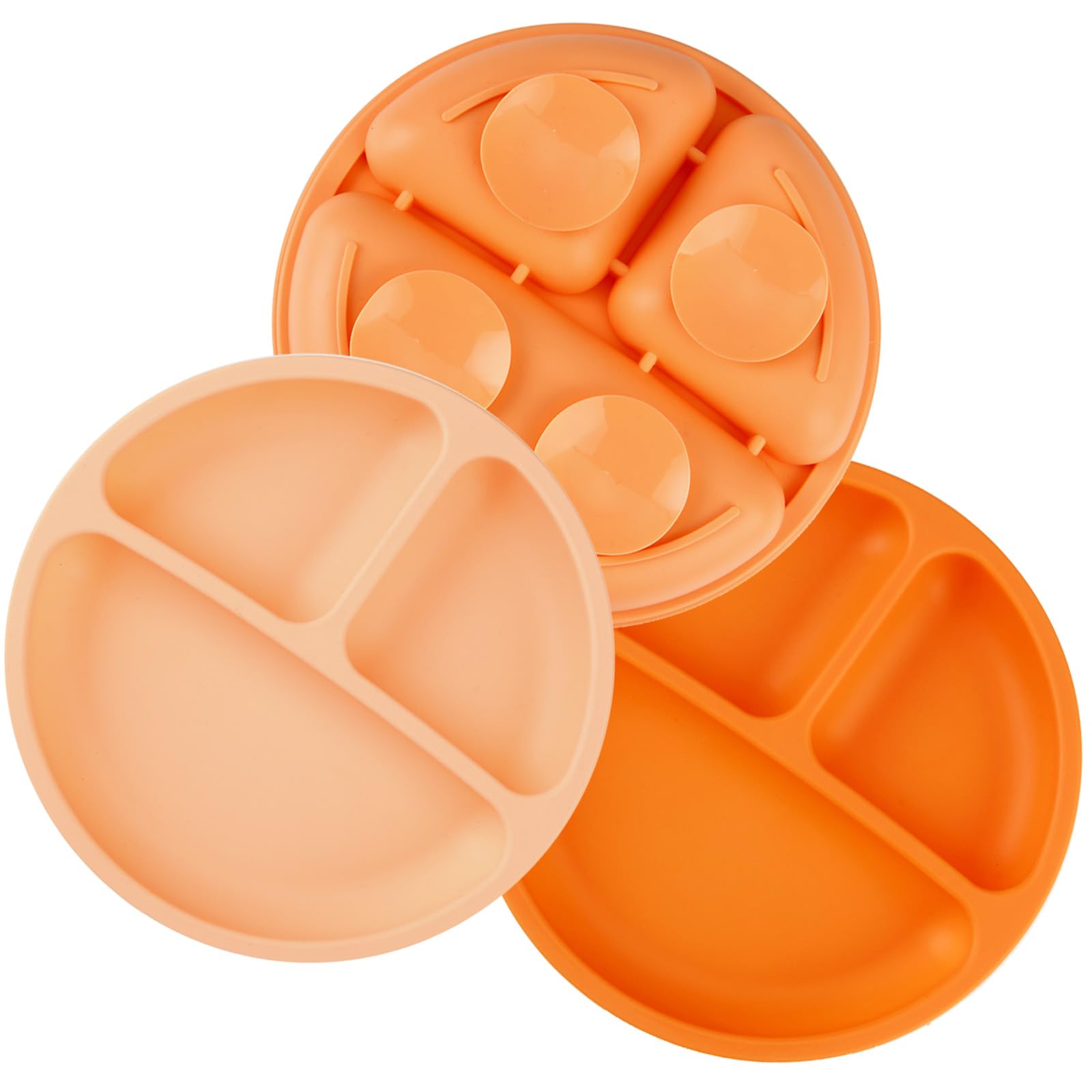 PandaEar Plates Abteilteller 3er Pack Orange Silikon
