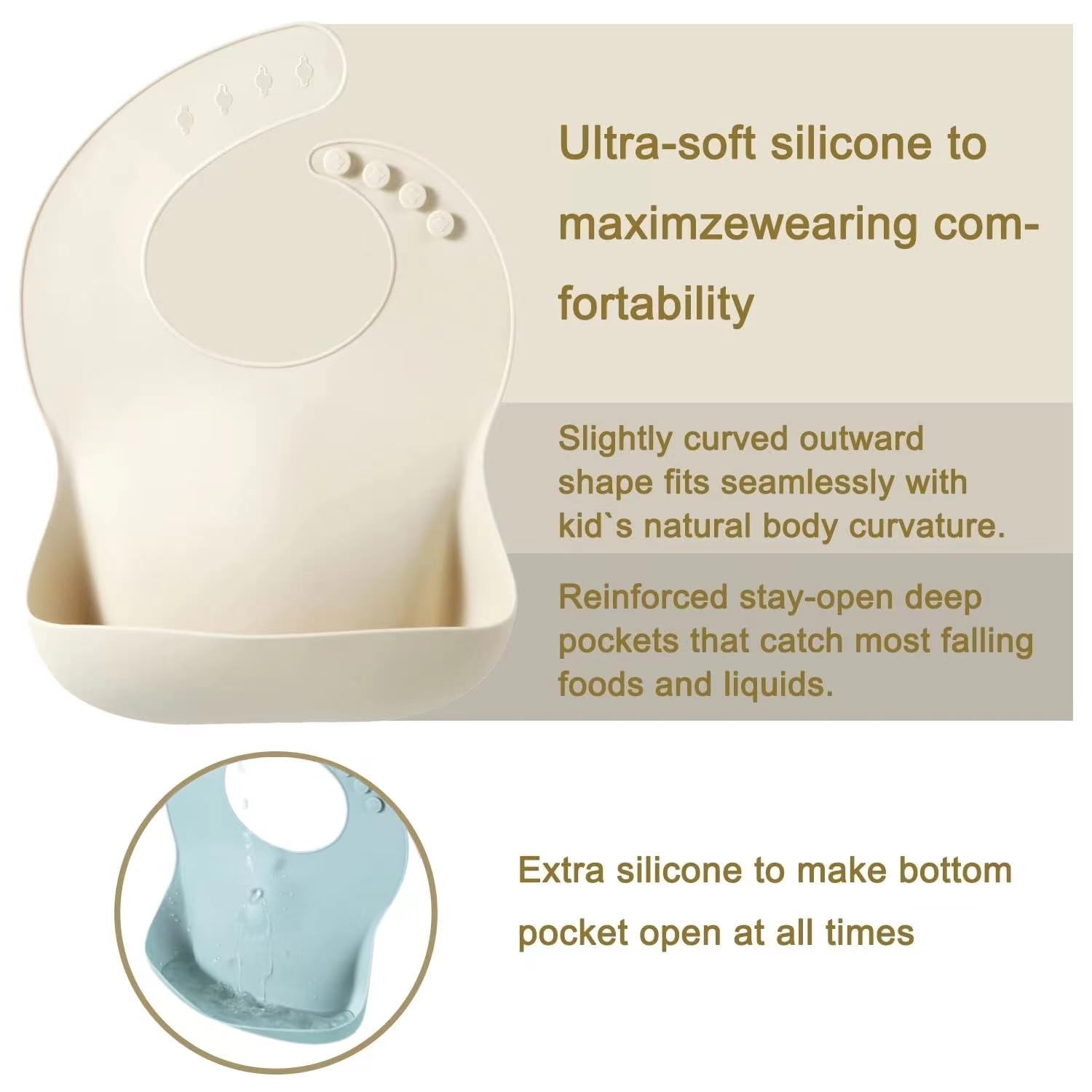 PandaEar Bibs & Burp Cloths Baby Lätzchen 3er Silikon mit Tasche