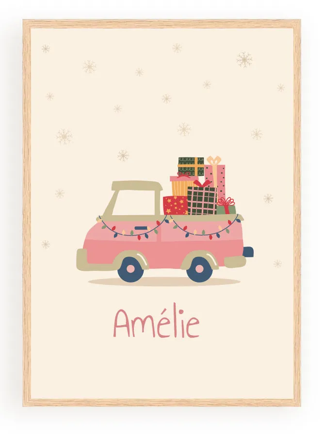 Les Petits Citrons La Papeterie Weihnachtsauto Poster A4 Rahmen