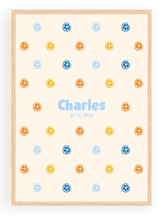 Les Petits Citrons La Papeterie Citrons Poster Grün A4 mit Rahmen