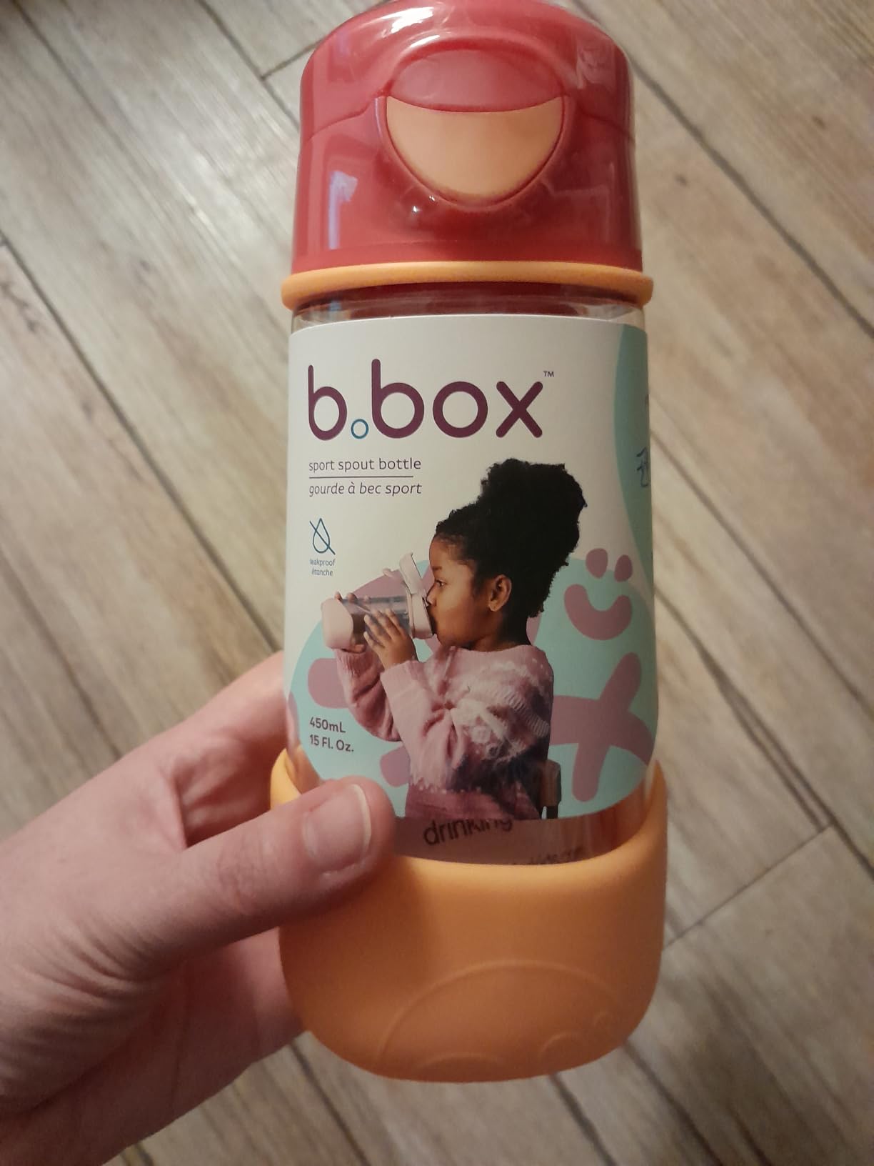 b.box Sport Spout Trinkflasche 450 ml Shake Erdbeere Tritan