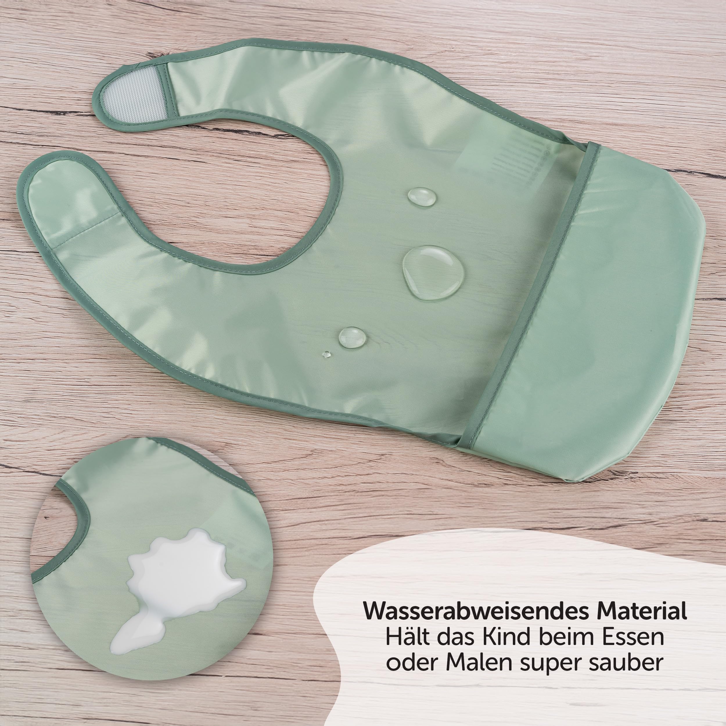 MiaMia Lätzchen 5er Set ärmellos Grün Esslernen