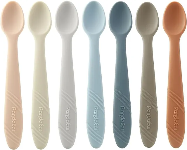 PandaEar Utensils Silikon Babylöffel 7er-Pack weich