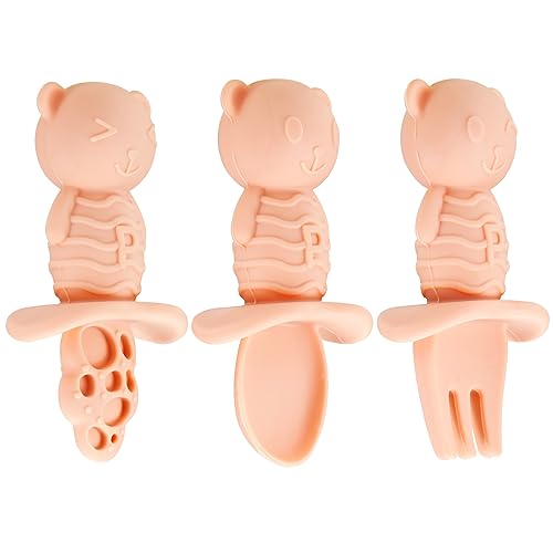 PandaEar Feeding Set Bärenteller Rosa Löffel Gabel