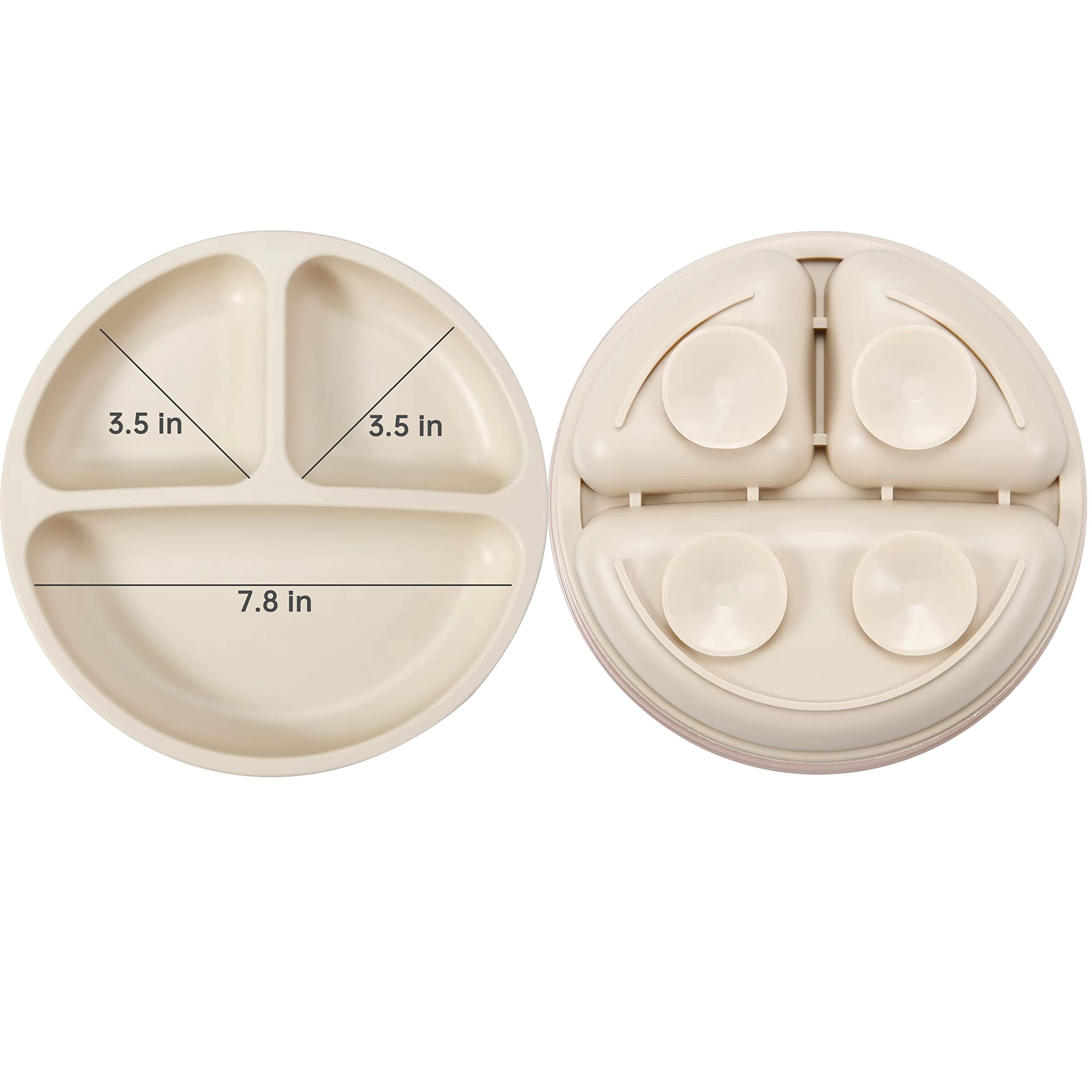 PandaEar Feeding Set Geschirr Silikon Beige/Rosa 6-tlg Saugnapf