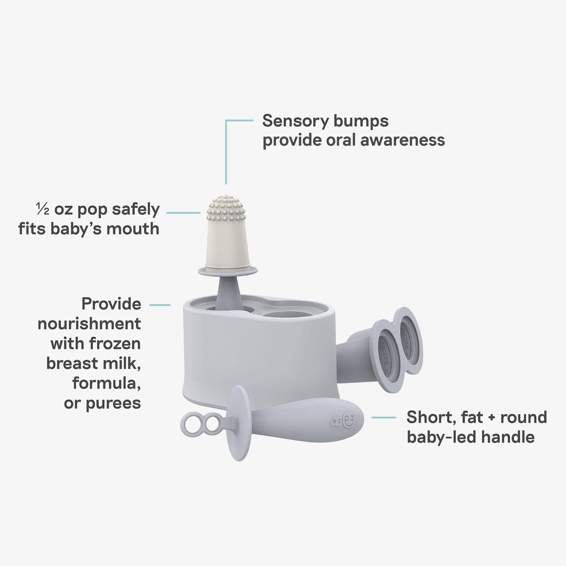 ezpz Tiny Pops Eisform Baby Pewter Silikon 4-9 Monate